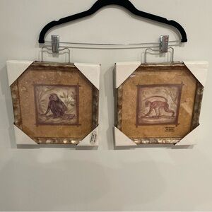 Lot Of 2 VTG KATE MILLER MCROSTIE 10X10 FRAMED ART PRINT MONKEY BUNCH Picture